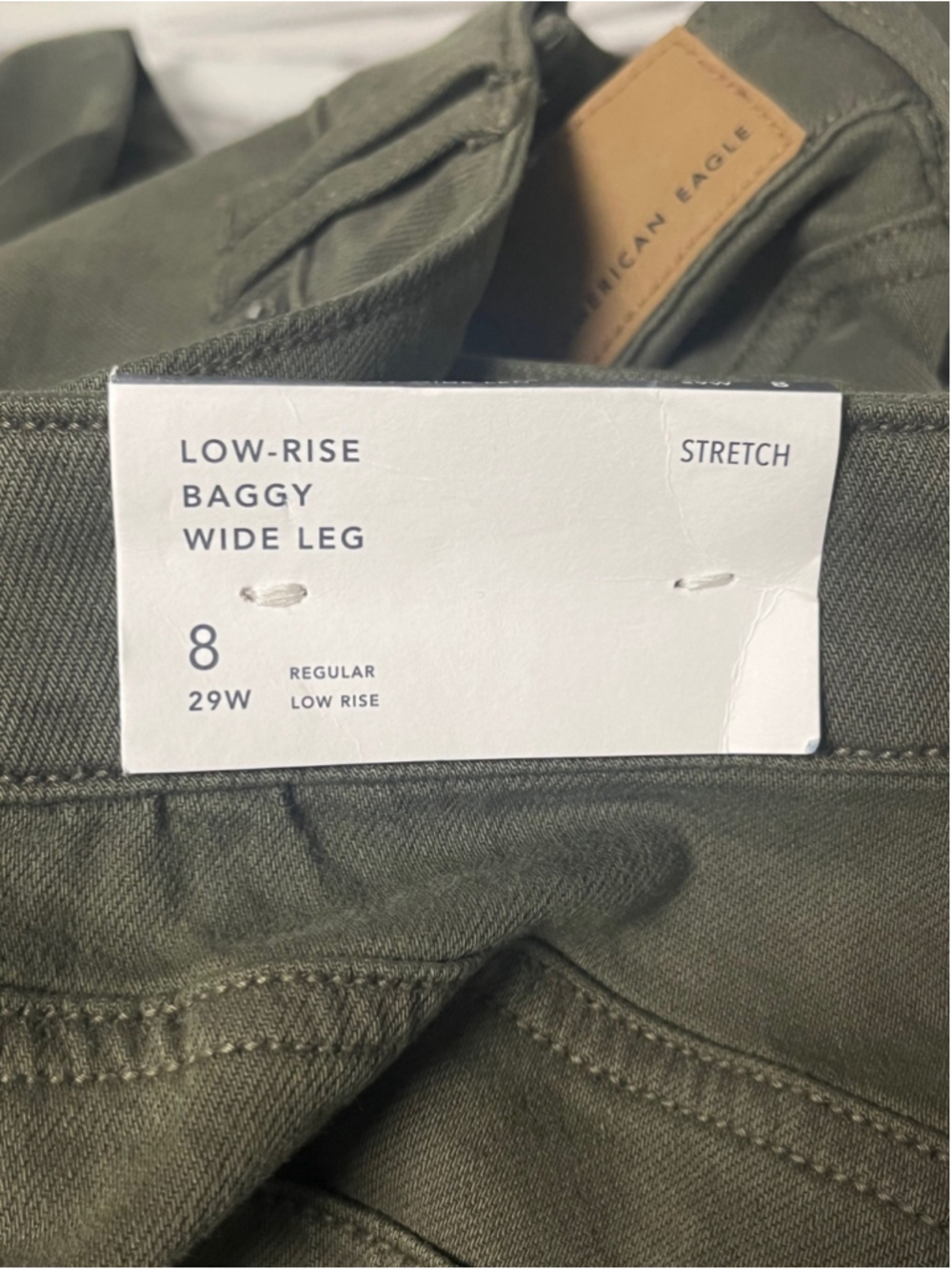 American Eagle Olive Green Low Rise Baggy Wide Leg Pants Size 8 NWT - Picture 8 of 9